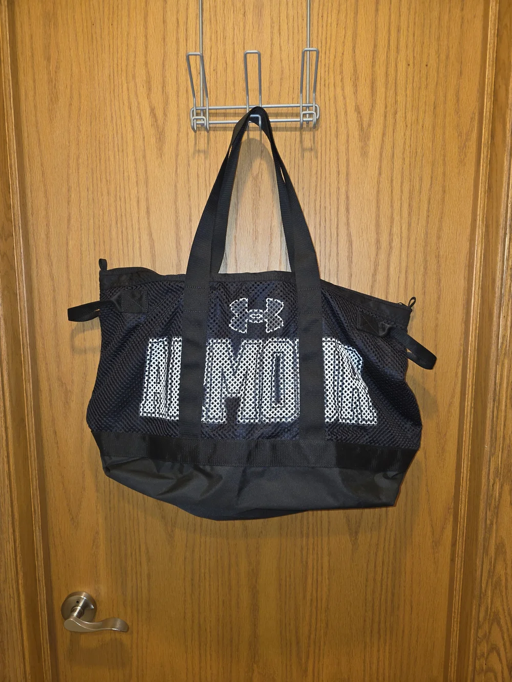 Under Armour Black Mesh Tote Bag with White Logo